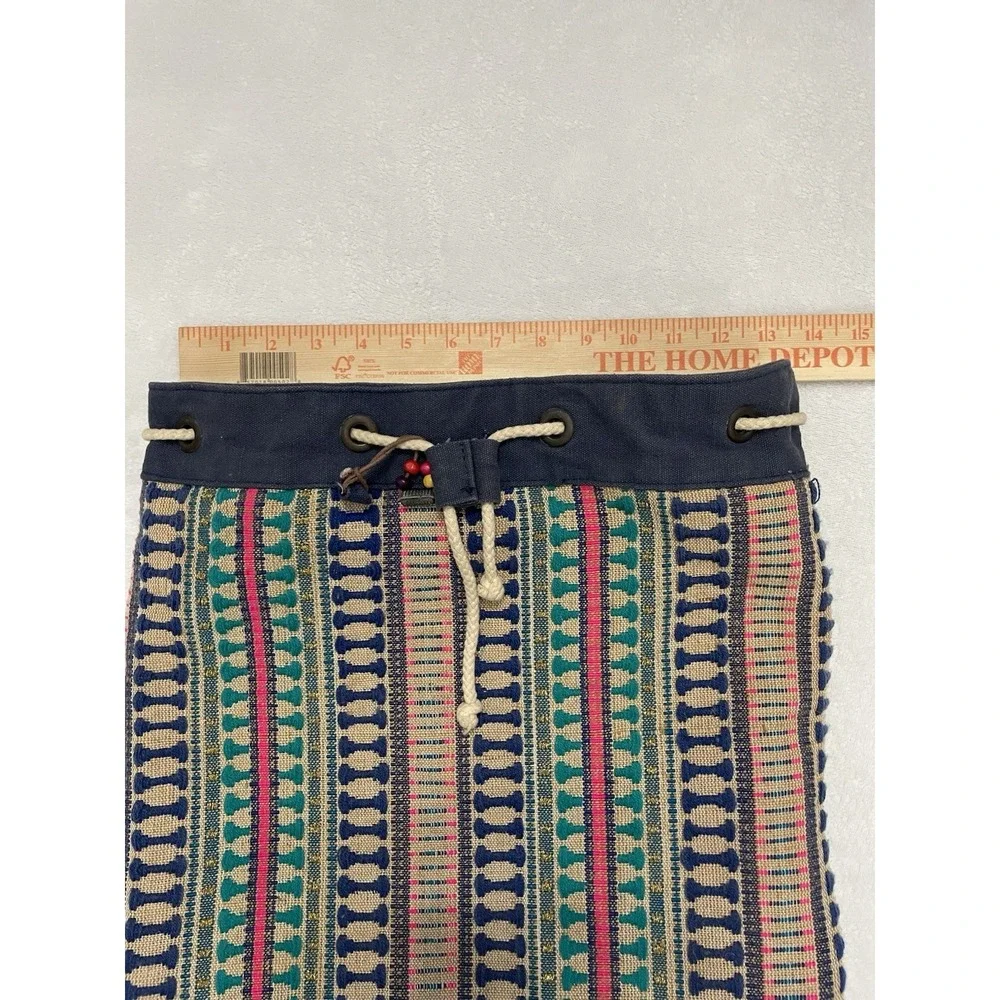 Vintage 90's Drawstring Backpack Boho Southwestern Tribal Woven Rucksack Catori